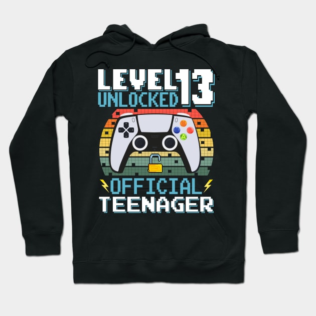 Level 13 Unlocked Official Teenager 13th Birthday Gamer Hoodie by Asg Design